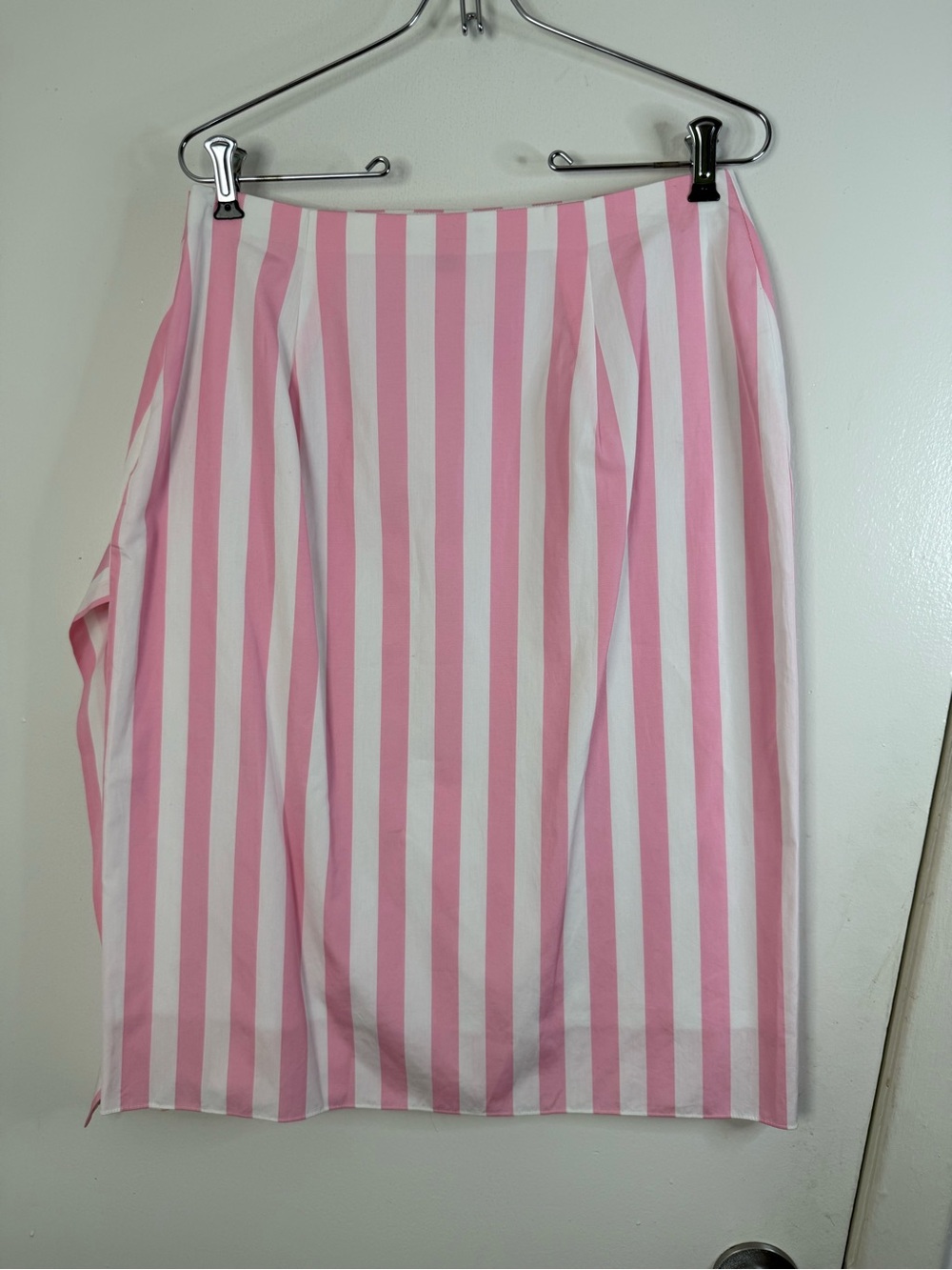 J.Crew, Thomas Mason, pink & white striped ruffle drape, cotton pencil skirt 8 - Picture 5 of 12